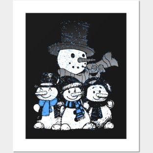 Happy Christmas - Happy Snowman Family Posters and Art